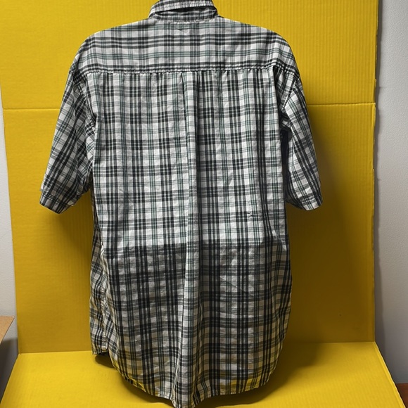 Zen black/white/green plaid short sleeve button down shirt, size XL. - Picture 3 of 5